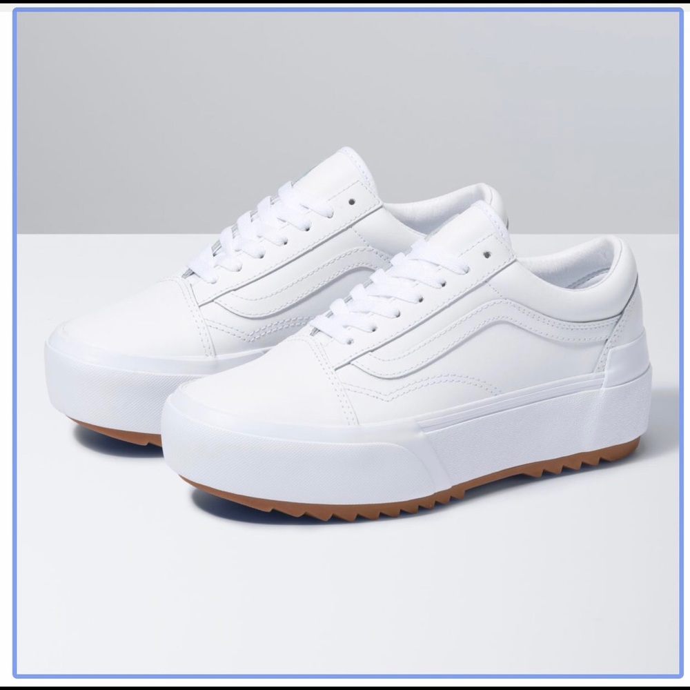 Mint condition platform white leather vans.